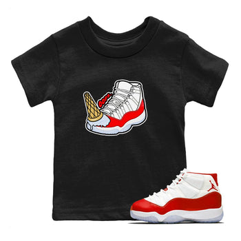 Air Jordan 11 Cherry shirt to match jordans Dropped Ice Cream sneaker tees AJ11 Cherry SNRT Sneaker Release Tees Baby Toddler Black 1 T-Shirt
