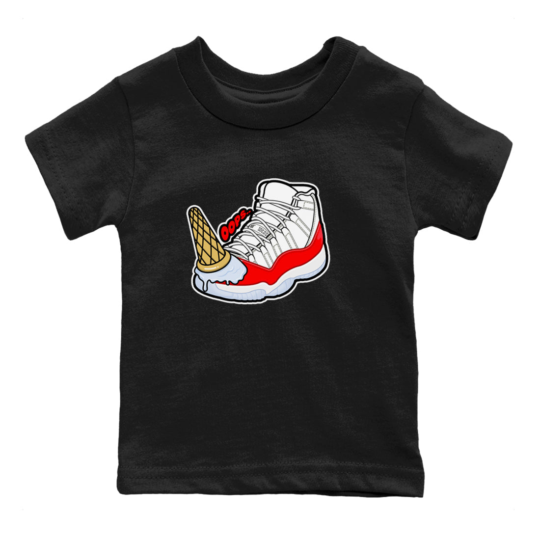 Air Jordan 11 Cherry shirt to match jordans Dropped Ice Cream sneaker tees AJ11 Cherry SNRT Sneaker Release Tees Baby Toddler Black 2 T-Shirt