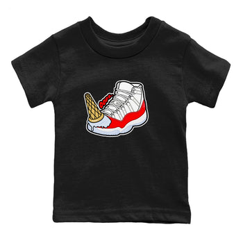 Air Jordan 11 Cherry shirt to match jordans Dropped Ice Cream sneaker tees AJ11 Cherry SNRT Sneaker Release Tees Baby Toddler Black 2 T-Shirt