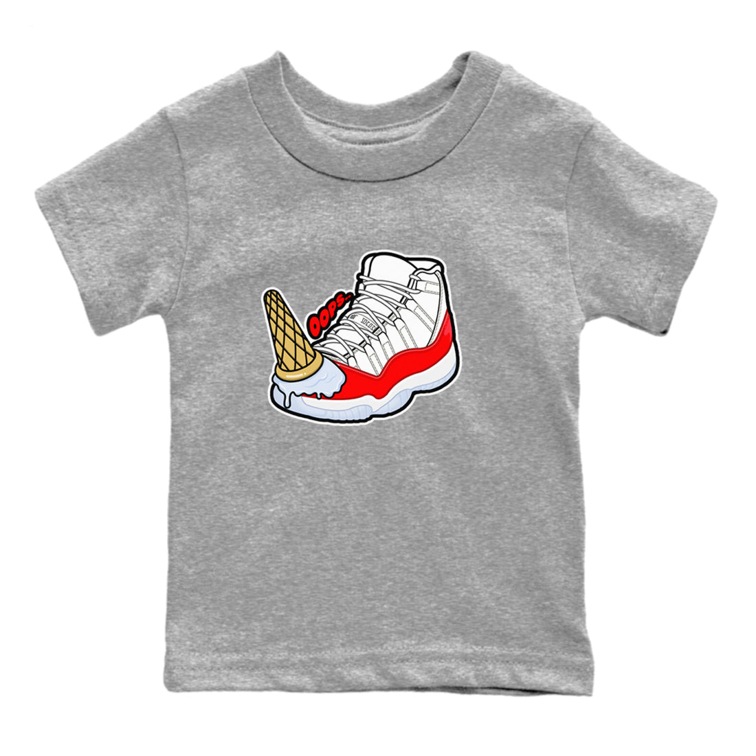 Air Jordan 11 Cherry shirt to match jordans Dropped Ice Cream sneaker tees AJ11 Cherry SNRT Sneaker Release Tees Baby Toddler Heather Grey 2 T-Shirt