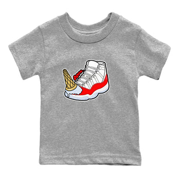 Air Jordan 11 Cherry shirt to match jordans Dropped Ice Cream sneaker tees AJ11 Cherry SNRT Sneaker Release Tees Baby Toddler Heather Grey 2 T-Shirt
