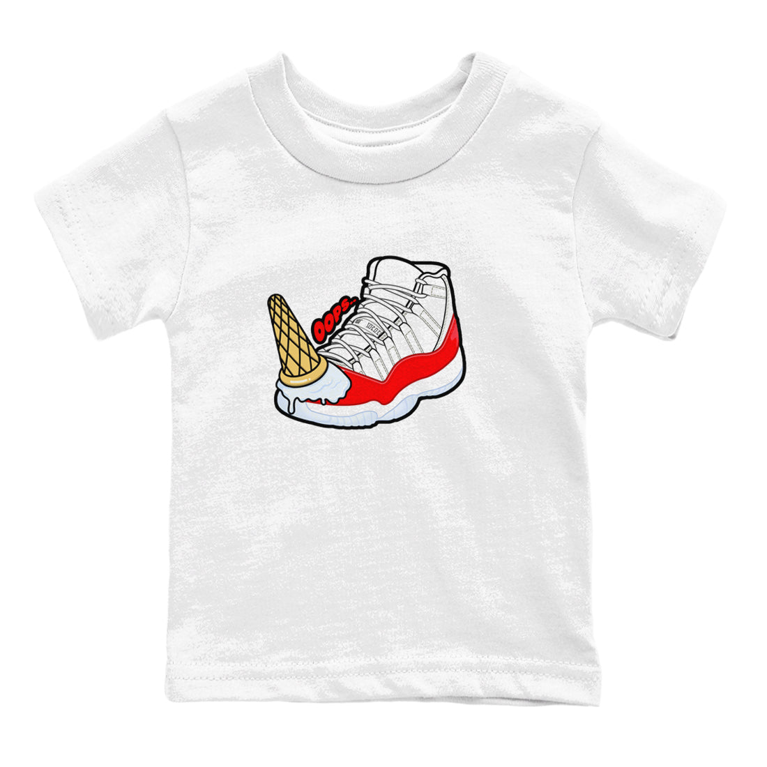 Air Jordan 11 Cherry shirt to match jordans Dropped Ice Cream sneaker tees AJ11 Cherry SNRT Sneaker Release Tees Baby Toddler White 2 T-Shirt