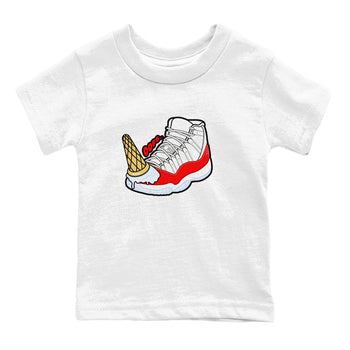Air Jordan 11 Cherry shirt to match jordans Dropped Ice Cream sneaker tees AJ11 Cherry SNRT Sneaker Release Tees Baby Toddler White 2 T-Shirt
