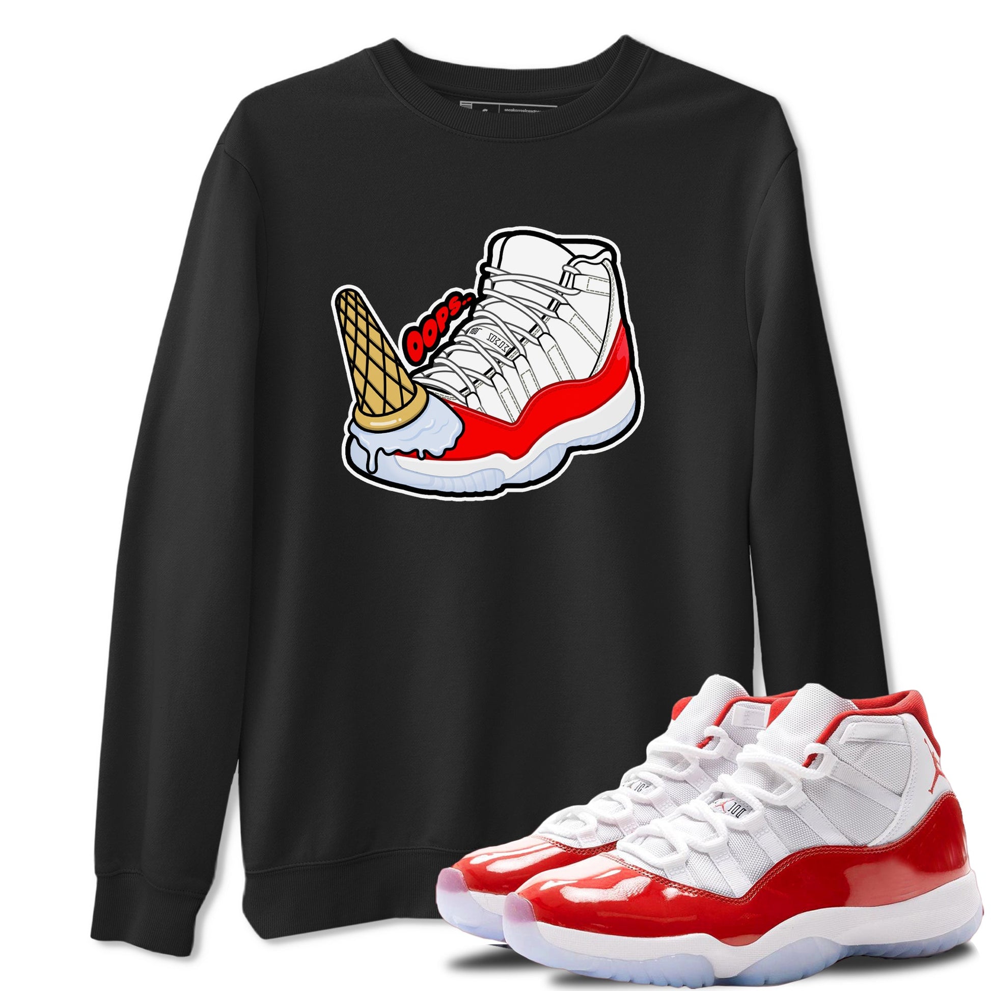 Air Jordan 11 Cherry shirt to match jordans Dropped Ice Cream sneaker tees AJ11 Cherry SNRT Sneaker Release Tees Unisex Black 1 T-Shirt