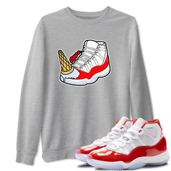 Air Jordan 11 Cherry shirt to match jordans Dropped Ice Cream sneaker tees AJ11 Cherry SNRT Sneaker Release Tees Unisex Heather Grey 1 T-Shirt
