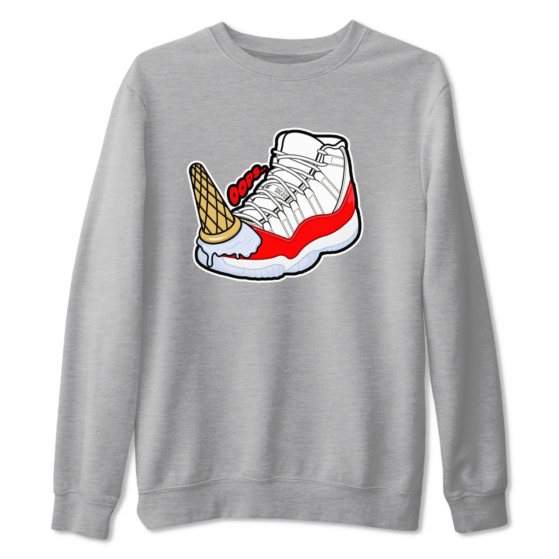 Air Jordan 11 Cherry shirt to match jordans Dropped Ice Cream sneaker tees AJ11 Cherry SNRT Sneaker Release Tees Unisex Heather Grey 2 T-Shirt