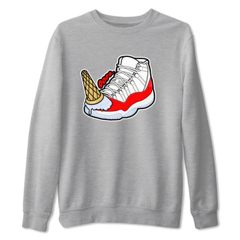 Air Jordan 11 Cherry shirt to match jordans Dropped Ice Cream sneaker tees AJ11 Cherry SNRT Sneaker Release Tees Unisex Heather Grey 2 T-Shirt
