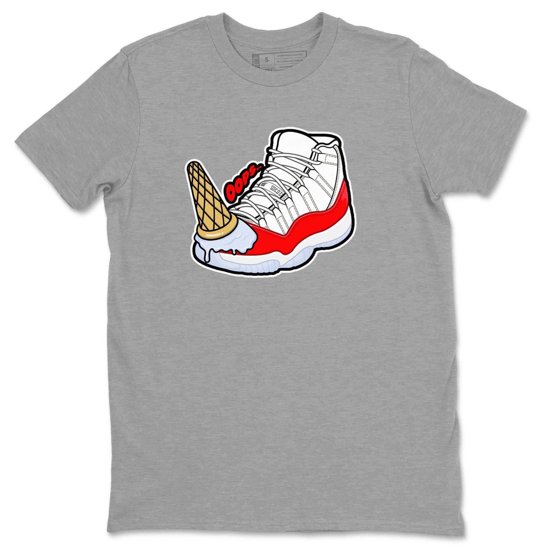Air Jordan 11 Cherry shirt to match jordans Dropped Ice Cream sneaker tees AJ11 Cherry SNRT Sneaker Release Tees Unisex Heather Grey 2 T-Shirt