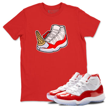 Air Jordan 11 Cherry shirt to match jordans Dropped Ice Cream sneaker tees AJ11 Cherry SNRT Sneaker Release Tees Unisex Red 1 T-Shirt