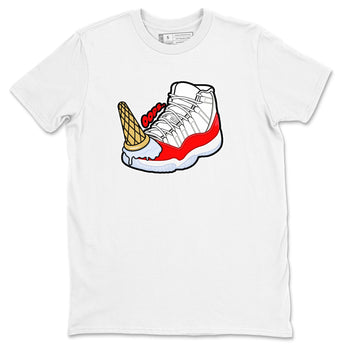 Air Jordan 11 Cherry shirt to match jordans Dropped Ice Cream sneaker tees AJ11 Cherry SNRT Sneaker Release Tees Unisex White 2 T-Shirt