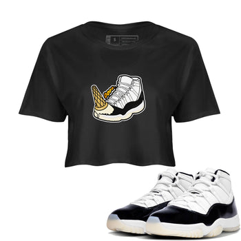 11s Gratitude shirt to match jordans Dropped Ice Cream sneaker tees Air Jordan 11 Gratitude SNRT Sneaker Release Tees Black 1 crop length shirt
