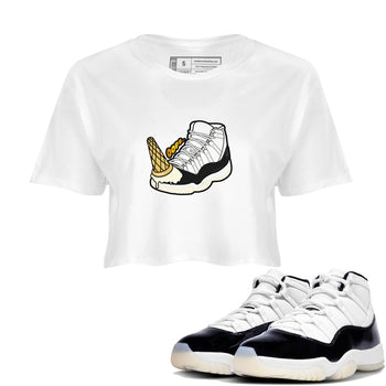 11s Gratitude shirt to match jordans Dropped Ice Cream sneaker tees Air Jordan 11 Gratitude SNRT Sneaker Release Tees White 1 crop length shirt