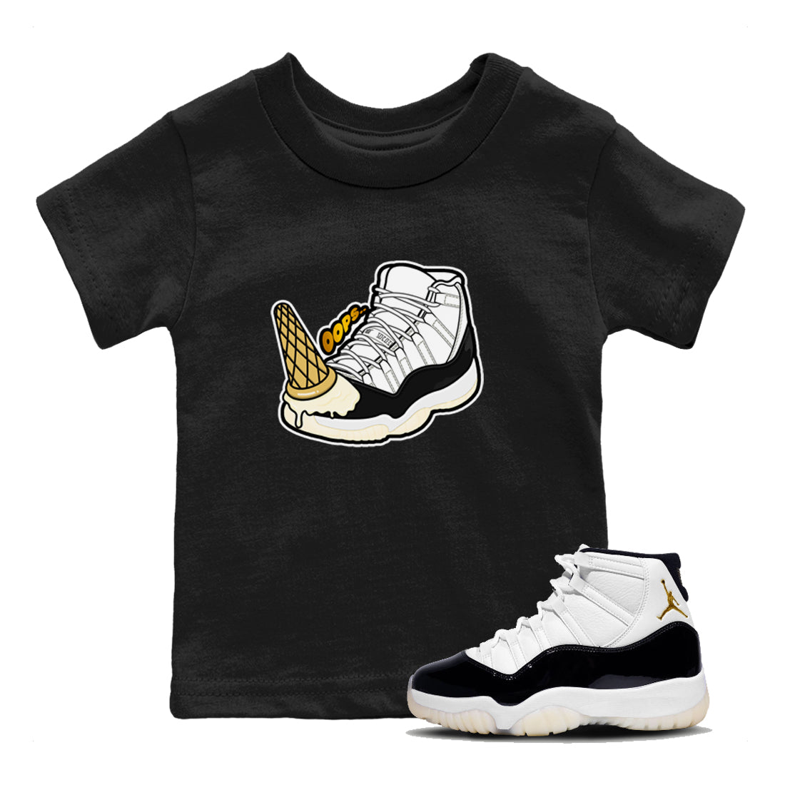 11s Gratitude shirt to match jordans Dropped Ice Cream sneaker tees Air Jordan 11 Gratitude SNRT sneaker release tees baby toddler Black 1 cotton Shirt