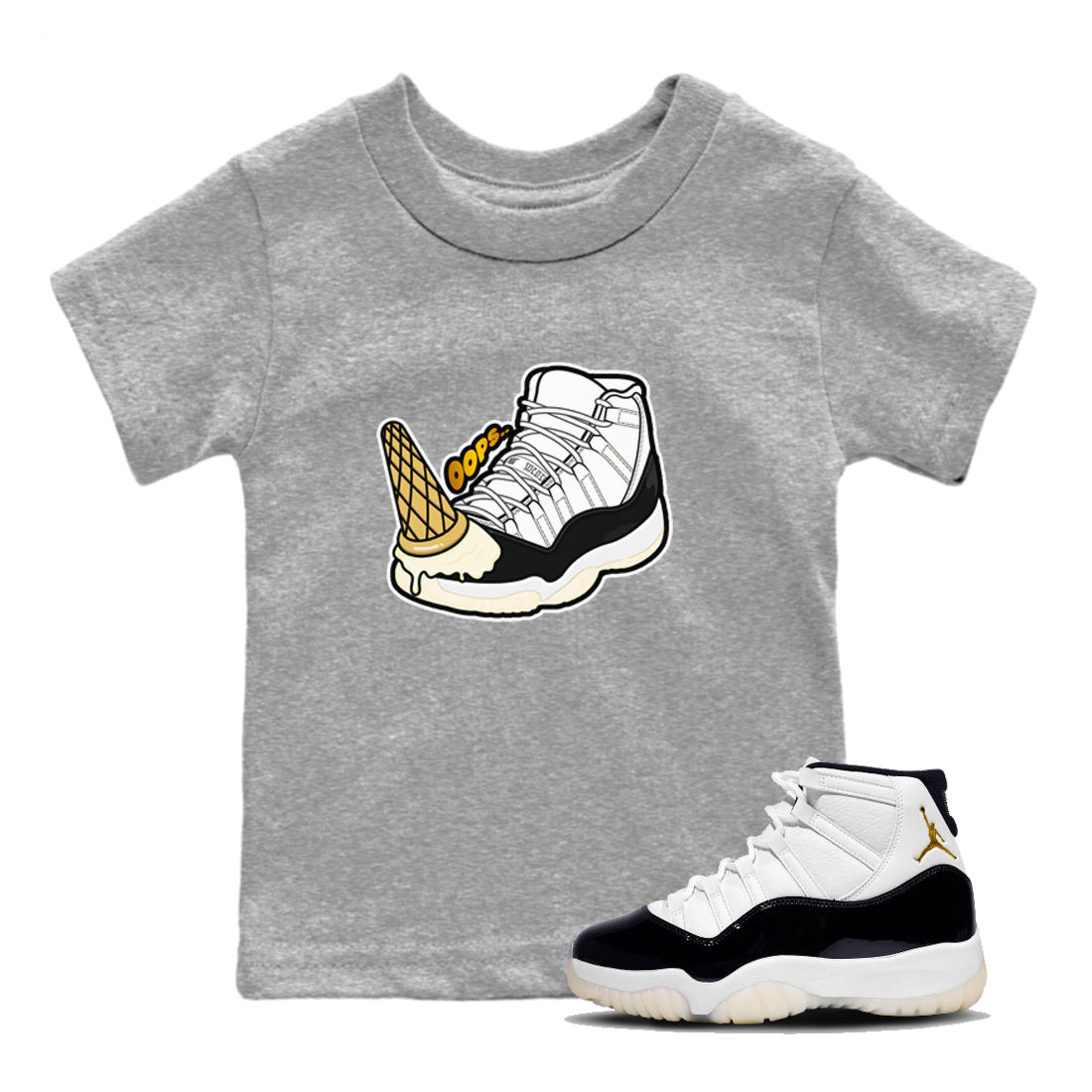 11s Gratitude shirt to match jordans Dropped Ice Cream sneaker tees Air Jordan 11 Gratitude SNRT sneaker release tees baby toddler Heather Grey 1 cotton Shirt
