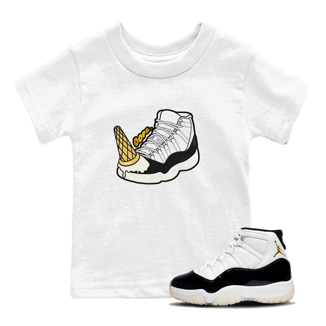 11s Gratitude shirt to match jordans Dropped Ice Cream sneaker tees Air Jordan 11 Gratitude SNRT sneaker release tees baby toddler White 1 cotton Shirt