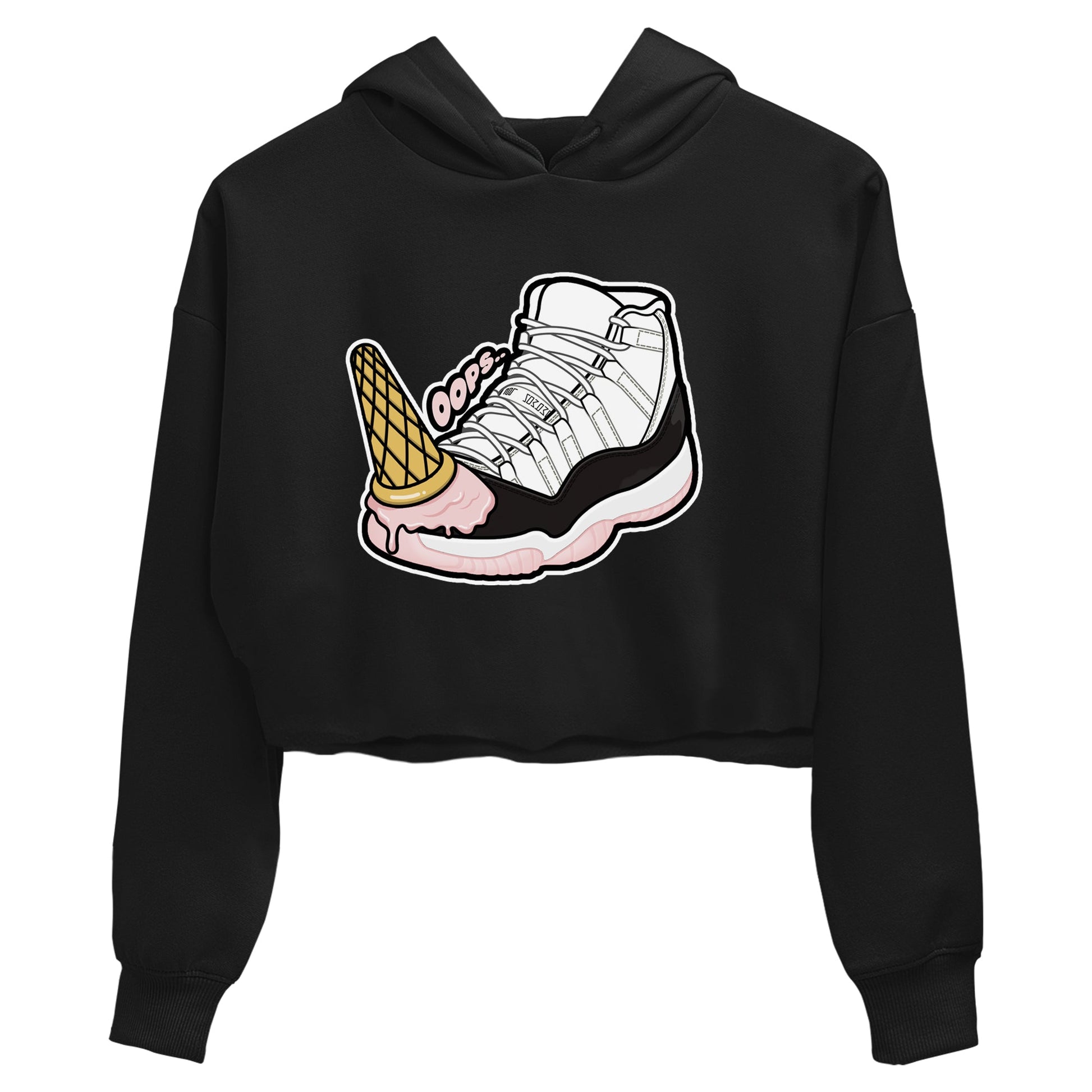 Air Jordan 11 Neapolitan shirt to match jordans Dropped Ice Cream sneaker tees AJ11 Neapolitan SNRT Sneaker Release Tees Black 2 Crop T-Shirt