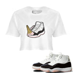 Air Jordan 11 Neapolitan shirt to match jordans Dropped Ice Cream sneaker tees AJ11 Neapolitan SNRT Sneaker Release Tees White 1 Crop T-Shirt