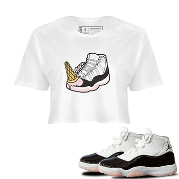 Air Jordan 11 Neapolitan shirt to match jordans Dropped Ice Cream sneaker tees AJ11 Neapolitan SNRT Sneaker Release Tees White 1 Crop T-Shirt