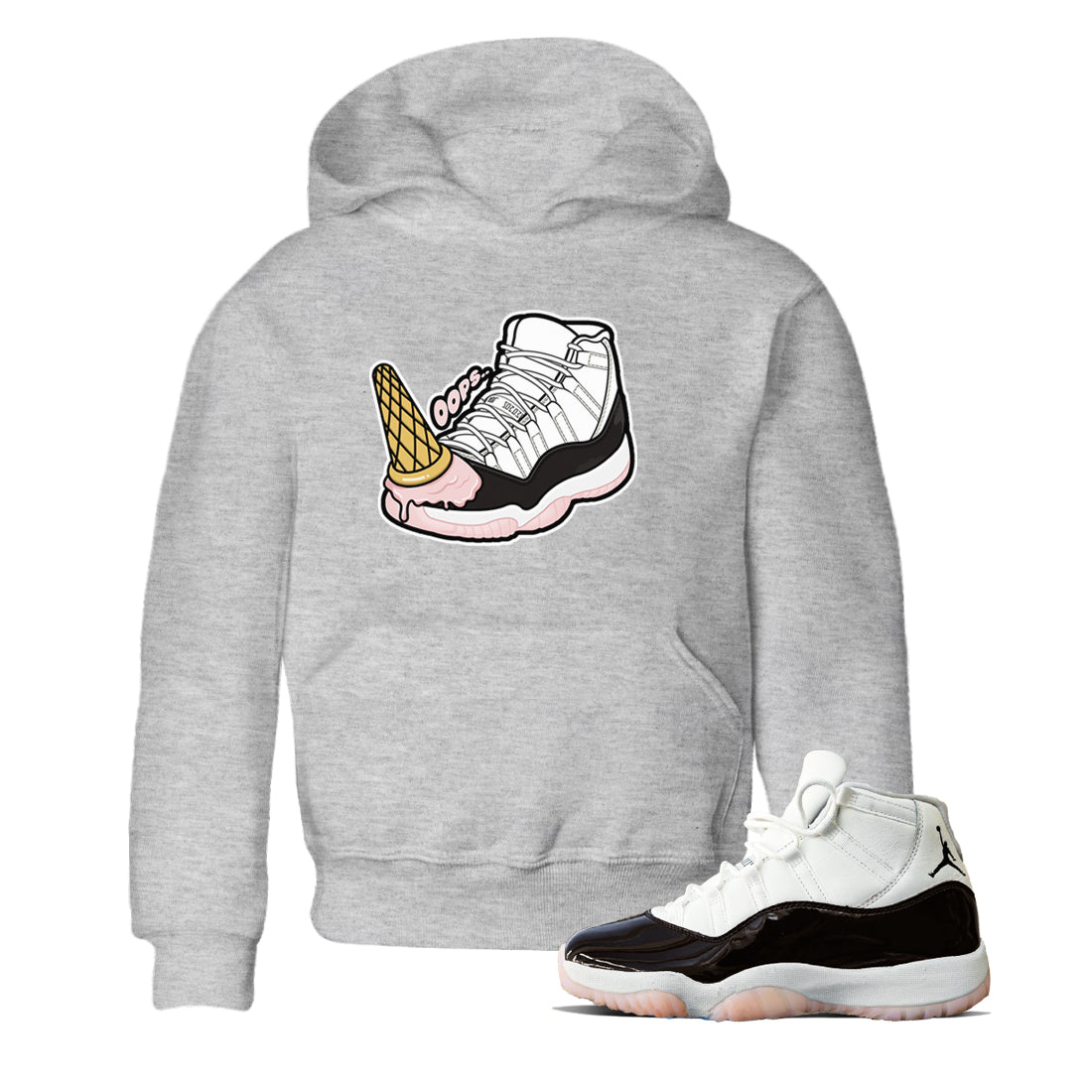 Air Jordan 11 Neapolitan shirt to match jordans Dropped Ice Cream sneaker tees AJ11 Neapolitan SNRT Sneaker Release Tees Baby Toddler Heather Grey 1 T-Shirt