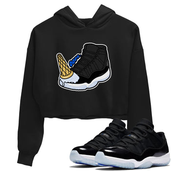 Air Jordan 11 Space shirt to match jordans Dropped Ice Cream sneaker tees AJ11 Black and Varsity Royal SNRT Sneaker Release Tees Black 1 crop length shirt