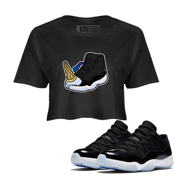 Air Jordan 11 Space shirt to match jordans Dropped Ice Cream sneaker tees AJ11 Black and Varsity Royal SNRT Sneaker Release Tees Black 1 crop length shirt