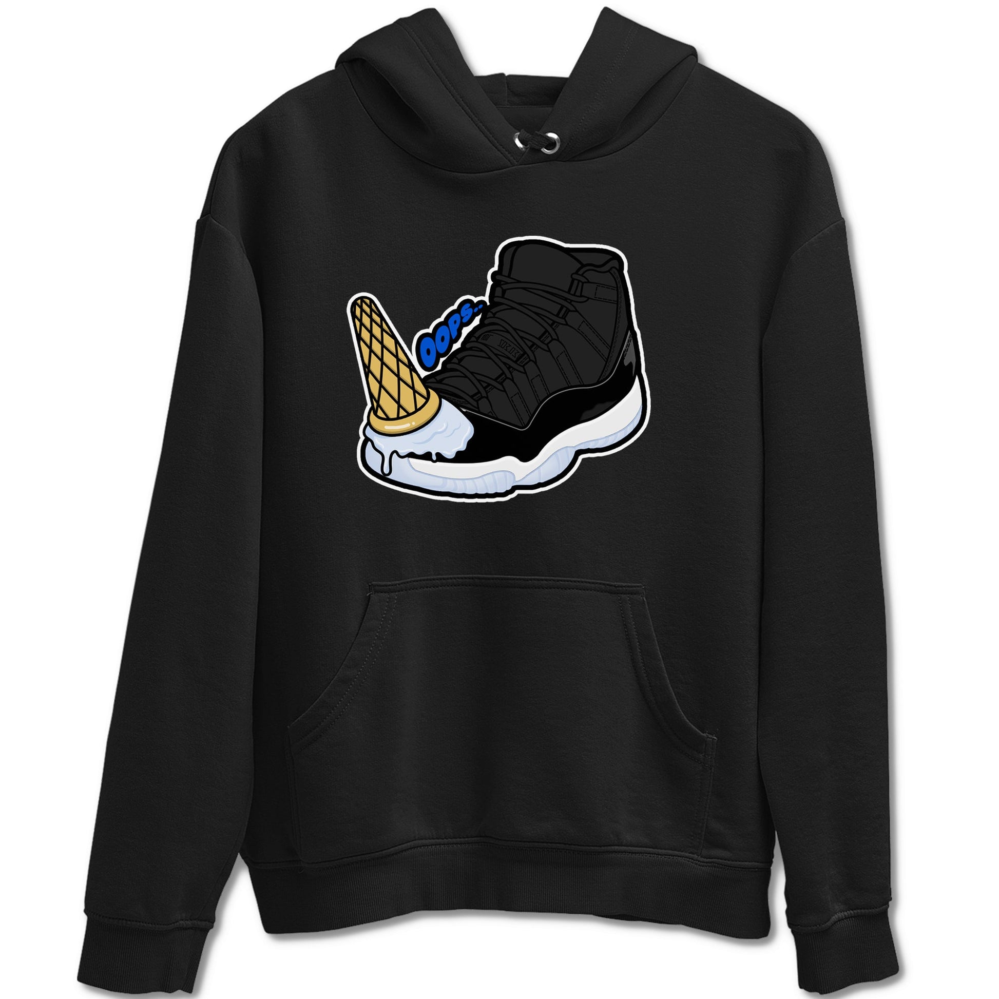 Air Jordan 11 Space shirt to match jordans Dropped Ice Cream sneaker tees AJ11 Black and Varsity Royal SNRT Sneaker Release Tees unisex cotton Black 2 crew neck shirt