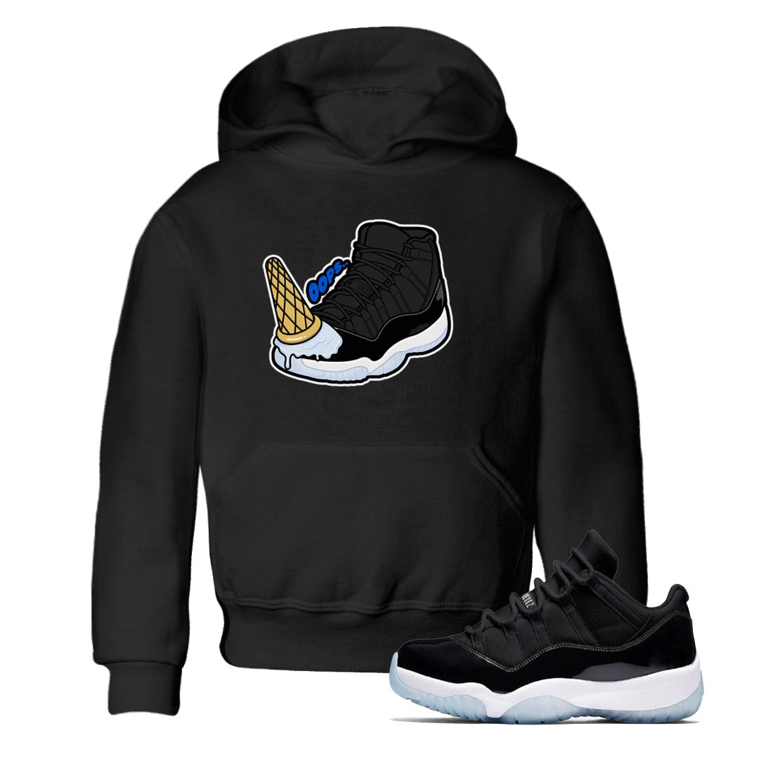 Air Jordan 11 Space shirt to match jordans Dropped Ice Cream sneaker tees AJ11 Black and Varsity Royal SNRT sneaker release tees baby toddler Black 1 cotton Shirt