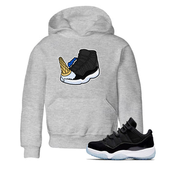 Air Jordan 11 Space shirt to match jordans Dropped Ice Cream sneaker tees AJ11 Black and Varsity Royal SNRT sneaker release tees baby toddler Heather Grey 1 cotton Shirt