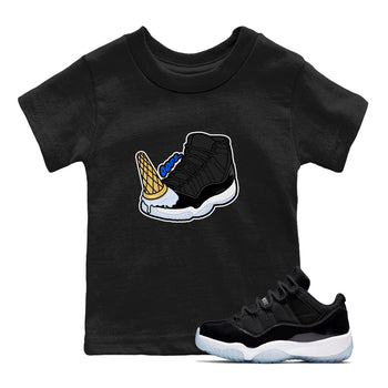 Air Jordan 11 Space shirt to match jordans Dropped Ice Cream sneaker tees AJ11 Black and Varsity Royal SNRT sneaker release tees baby toddler Black 1 cotton Shirt