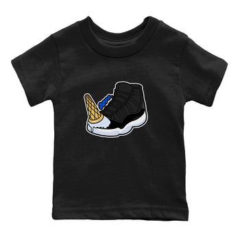 Air Jordan 11 Space shirt to match jordans Dropped Ice Cream sneaker tees AJ11 Black and Varsity Royal SNRT sneaker release tees baby toddler Black 2 cotton Shirt