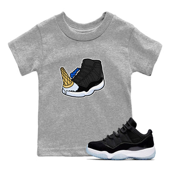 Air Jordan 11 Space shirt to match jordans Dropped Ice Cream sneaker tees AJ11 Black and Varsity Royal SNRT sneaker release tees baby toddler Heather Grey 1 cotton Shirt