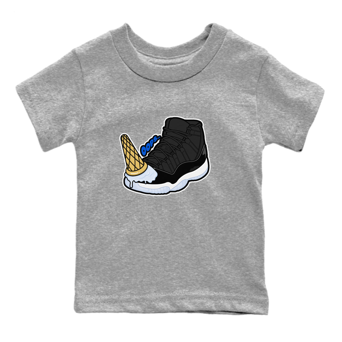 Air Jordan 11 Space shirt to match jordans Dropped Ice Cream sneaker tees AJ11 Black and Varsity Royal SNRT sneaker release tees baby toddler Heather Grey 2 cotton Shirt