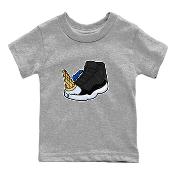 Air Jordan 11 Space shirt to match jordans Dropped Ice Cream sneaker tees AJ11 Black and Varsity Royal SNRT sneaker release tees baby toddler Heather Grey 2 cotton Shirt
