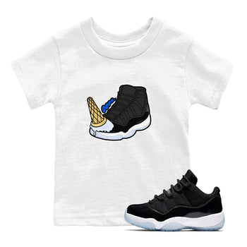 Air Jordan 11 Space shirt to match jordans Dropped Ice Cream sneaker tees AJ11 Black and Varsity Royal SNRT sneaker release tees baby toddler White 1 cotton Shirt