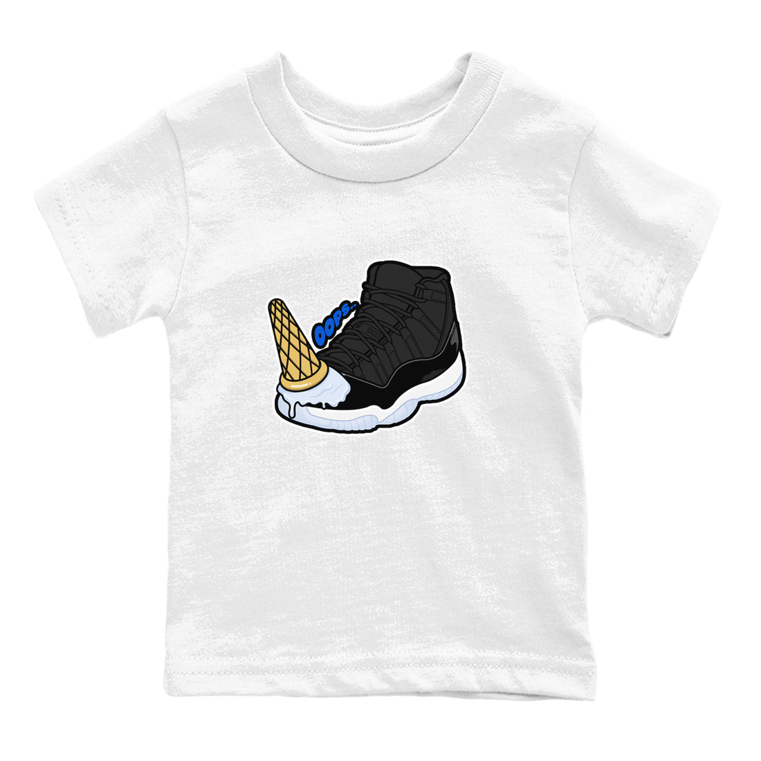 Air Jordan 11 Space shirt to match jordans Dropped Ice Cream sneaker tees AJ11 Black and Varsity Royal SNRT sneaker release tees baby toddler White 2 cotton Shirt