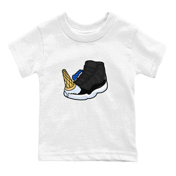 Air Jordan 11 Space shirt to match jordans Dropped Ice Cream sneaker tees AJ11 Black and Varsity Royal SNRT sneaker release tees baby toddler White 2 cotton Shirt