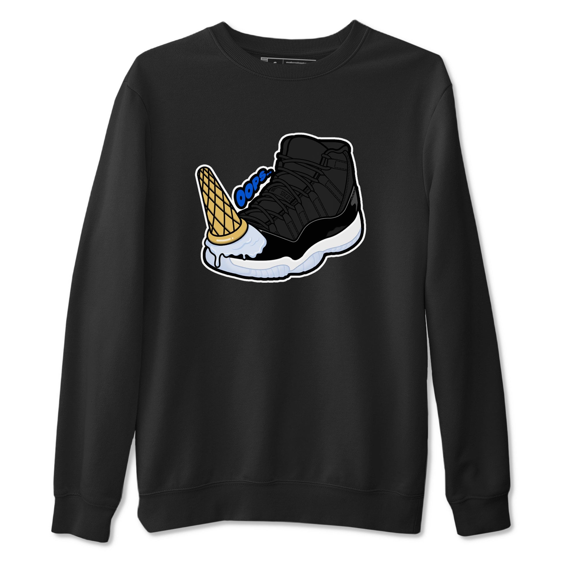 Air Jordan 11 Space shirt to match jordans Dropped Ice Cream sneaker tees AJ11 Black and Varsity Royal SNRT Sneaker Release Tees unisex cotton Black 2 crew neck shirt