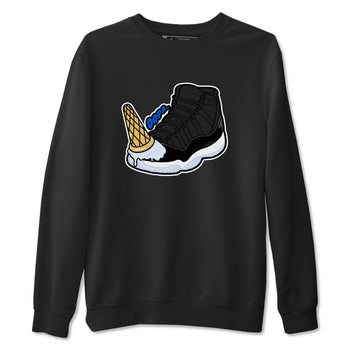 Air Jordan 11 Space shirt to match jordans Dropped Ice Cream sneaker tees AJ11 Black and Varsity Royal SNRT Sneaker Release Tees unisex cotton Black 2 crew neck shirt