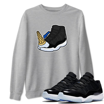 Air Jordan 11 Space shirt to match jordans Dropped Ice Cream sneaker tees AJ11 Black and Varsity Royal SNRT Sneaker Release Tees unisex cotton Heather Grey 1 crew neck shirt