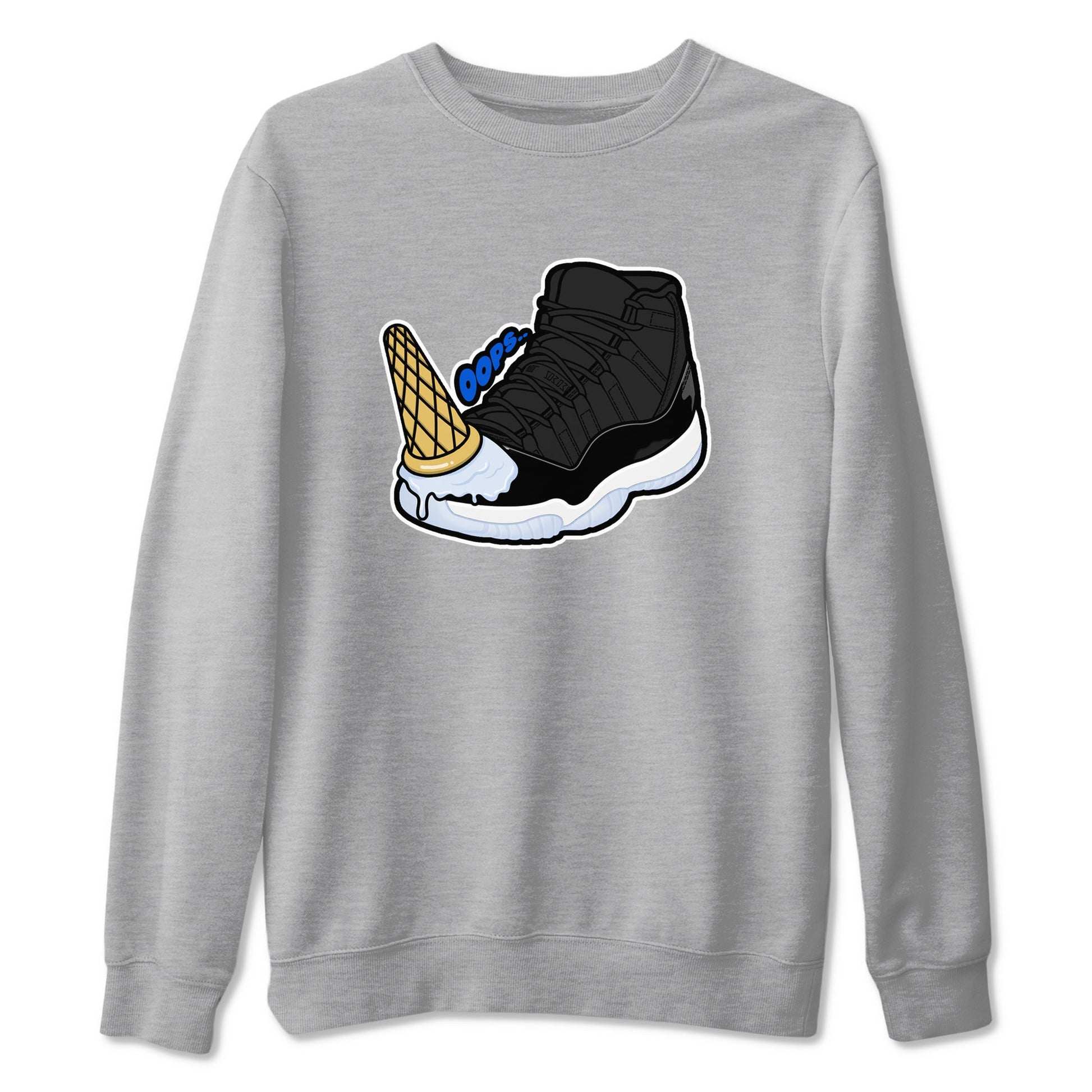 Air Jordan 11 Space shirt to match jordans Dropped Ice Cream sneaker tees AJ11 Black and Varsity Royal SNRT Sneaker Release Tees unisex cotton Heather Grey 2 crew neck shirt