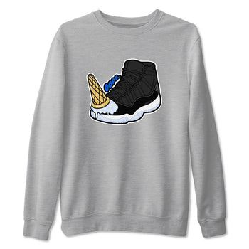 Air Jordan 11 Space shirt to match jordans Dropped Ice Cream sneaker tees AJ11 Black and Varsity Royal SNRT Sneaker Release Tees unisex cotton Heather Grey 2 crew neck shirt