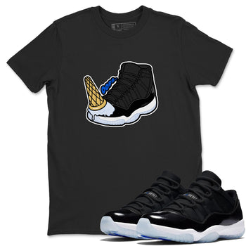 Air Jordan 11 Space shirt to match jordans Dropped Ice Cream sneaker tees AJ11 Black and Varsity Royal SNRT Sneaker Release Tees unisex cotton Black 1 crew neck shirt