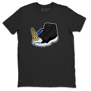 Air Jordan 11 Space shirt to match jordans Dropped Ice Cream sneaker tees AJ11 Black and Varsity Royal SNRT Sneaker Release Tees unisex cotton Black 2 crew neck shirt