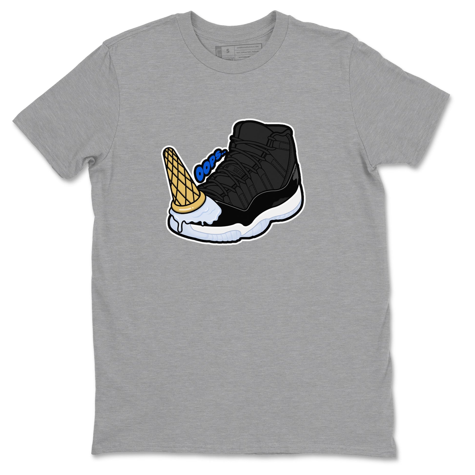 Air Jordan 11 Space shirt to match jordans Dropped Ice Cream sneaker tees AJ11 Black and Varsity Royal SNRT Sneaker Release Tees unisex cotton Heather Grey 2 crew neck shirt