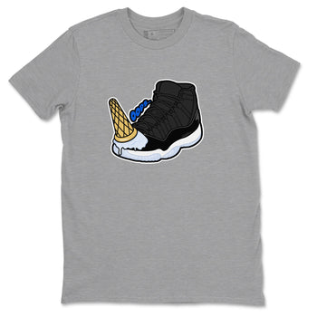 Air Jordan 11 Space shirt to match jordans Dropped Ice Cream sneaker tees AJ11 Black and Varsity Royal SNRT Sneaker Release Tees unisex cotton Heather Grey 2 crew neck shirt