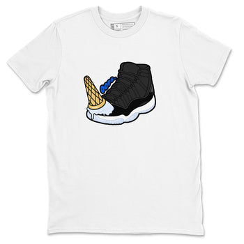 Air Jordan 11 Space shirt to match jordans Dropped Ice Cream sneaker tees AJ11 Black and Varsity Royal SNRT Sneaker Release Tees unisex cotton White 2 crew neck shirt