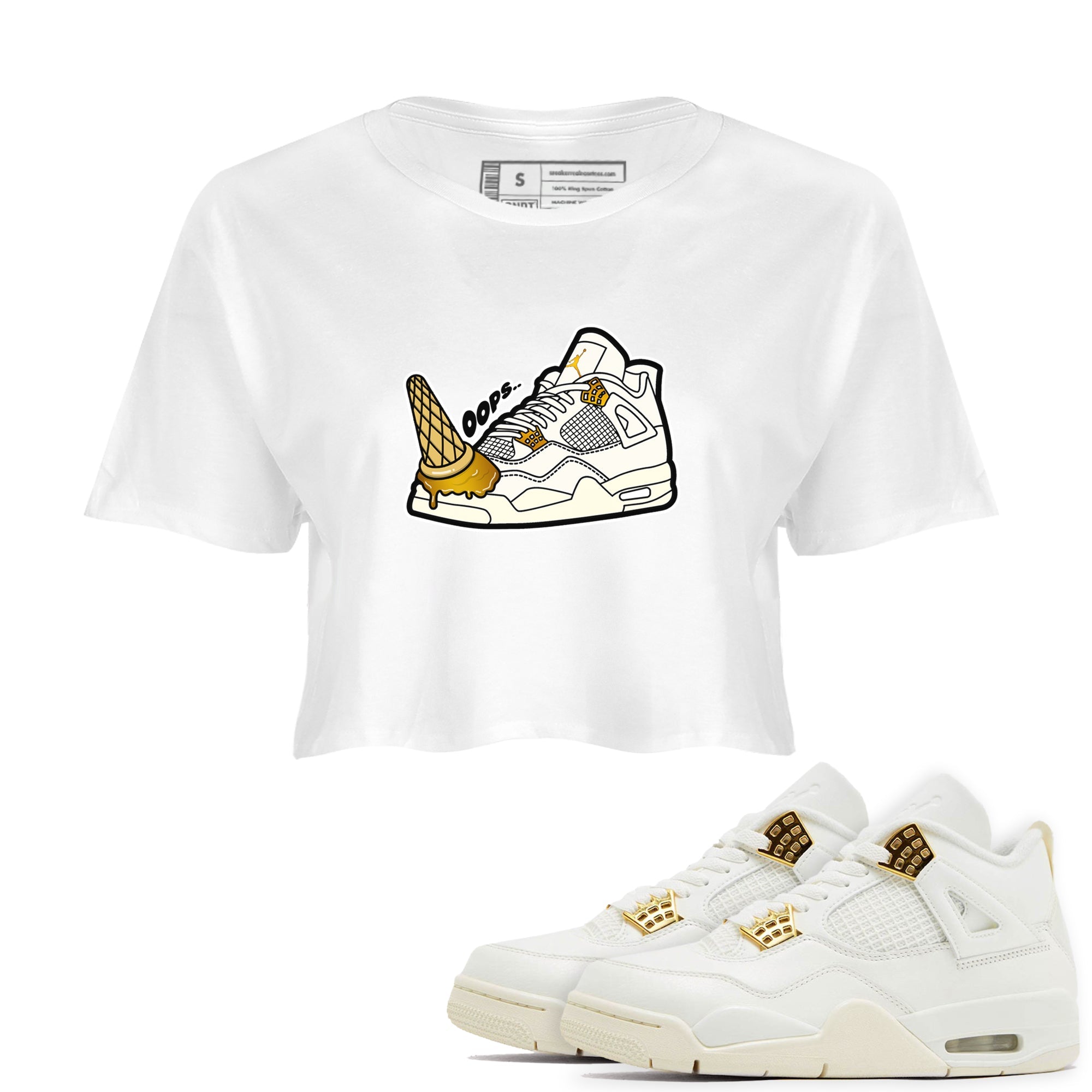 4s Sail shirt to match jordans Dropped Ice Cream sneaker tees Air Jordan 4 Sail SNRT Sneaker Release Tees White 1 crop length shirt