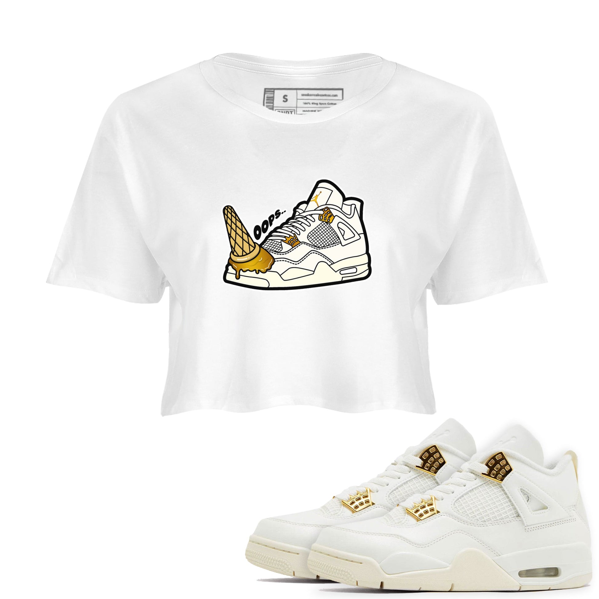 4s Sail shirt to match jordans Dropped Ice Cream sneaker tees Air Jordan 4 Sail SNRT Sneaker Release Tees White 1 crop length shirt