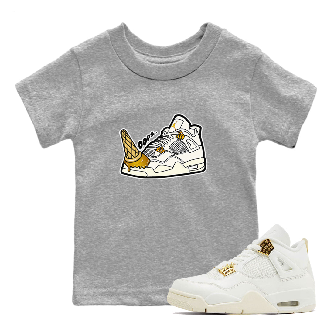 4s Sail shirt to match jordans Dropped Ice Cream sneaker tees Air Jordan 4 Sail SNRT sneaker release tees baby toddler Heather Grey 1 cotton Shirt