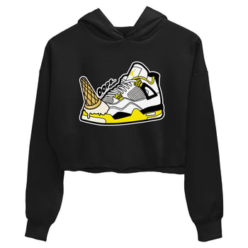 AJ4 Vivid Sulfur shirt to match jordans Dropped Ice Cream sneaker tees Air Jordan 4 Vivid Sulfur SNRT Sneaker Release Tees Black 2 crop length shirt